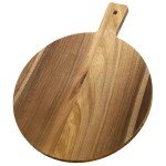 Kiasthome Acacia Wood Round Cutting Boards for Kitchen, 16.5''x13'' Large Wooden Cutting Board with Handle for Meat Pizza, Decorative Charcuterie Serving Board Chopping Board for Counter Dining Room