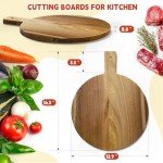 Kiasthome Acacia Wood Round Cutting Boards for Kitchen, 16.5''x13'' Large Wooden Cutting Board with Handle for Meat Pizza, Decorative Charcuterie Serving Board Chopping Board for Counter Dining Room