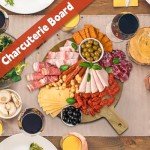 Kiasthome Acacia Wood Round Cutting Boards for Kitchen, 16.5''x13'' Large Wooden Cutting Board with Handle for Meat Pizza, Decorative Charcuterie Serving Board Chopping Board for Counter Dining Room