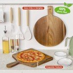 Kiasthome Acacia Wood Round Cutting Boards for Kitchen, 16.5''x13'' Large Wooden Cutting Board with Handle for Meat Pizza, Decorative Charcuterie Serving Board Chopping Board for Counter Dining Room