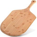 Zulay Kitchen Wooden Pizza Peel - Large 15" Pizza Paddle With Extra Long Handles - Authentic Natural Bamboo Easy Glide Edges & Handle For Baking - Large Wood Pizza Peel For Transferring & Serving