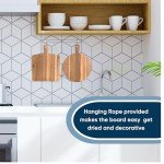 KOLWOVEN Acacia Wood Cutting Board 2 Pack with Handle, Wooden Charcuterie Board Large Paddle Carving Chopping Board Set, Serving Tray for Cheese Meat Fruit Pizza Bread Baking