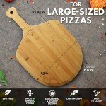Zulay Kitchen Wooden Pizza Peel - Large 15" Pizza Paddle With Extra Long Handles - Authentic Natural Bamboo Easy Glide Edges & Handle For Baking - Large Wood Pizza Peel For Transferring & Serving