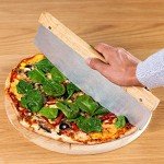 Bamboo Pizza Board with Large Knife – Wood Pizza Peel – 13.5-inch Pizza Cutting Board Set for Uniform Slices – Steel Sharp Blade with Cover – Double-Sided Wooden Cutting Board