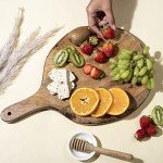 GoCraft Round Wooden Cutting Board | Mango Wood Pizza Peel | Chopping, Prep, Serve Board | Charcuterie Platter - 16" x 11"