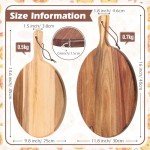 Roshtia 16 Pack Acacia Wood Cutting Board with Handle Thick Round Charcuterie Boards 2 Size Acacia Chopping Boards for Serving Cheese Pizza Bread Platter Baking Wooden Wall Carving Decor