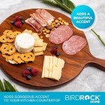 BIRDROCK HOME Acacia Wooden Cheese Serving Board with Handle - Charcuterie, Appetizers, Kitchen Platter, Grazing Board, Pizza, Meat, Bread, Cutting, Party, Food Display Tray - Espresso, 15", Round