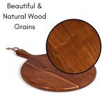 BIRDROCK HOME Acacia Wooden Cheese Serving Board with Handle - Charcuterie, Appetizers, Kitchen Platter, Grazing Board, Pizza, Meat, Bread, Cutting, Party, Food Display Tray - Espresso, 15", Round