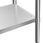 ROCKPOINT Stainless Steel Table for Prep & Work with Backsplash 24x36 Inches, NSF Metal Commercial Kitchen Heavy Duty Table with Adjustable Under Shelf and Table Foot for Restaurant, Home and Hotel