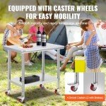 Vevor Mophorn Stainless Steel Work Table 36x24 Inch with 4 Wheels, Casters Heavy Duty Food Prep Worktable for Commercial Kitchen Restaurant, Silver