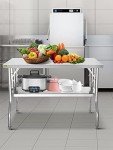 VEVOR Commercial Worktable Workstation 48 x 24 Inch Folding Commercial Prep Table, Heavy-duty Stainless Steel Folding Table with 772 lbs Load, Kitchen Work Table, Silver Stainless Steel Kitchen Island
