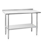 HALLY Stainless Steel Table for Prep & Work 24 x 48 Inches, NSF Commercial Heavy Duty Table with Undershelf and Backsplash for Restaurant, Home and Hotel