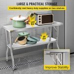 VEVOR Commercial Worktable Workstation 48 x 24 Inch Folding Commercial Prep Table, Heavy-duty Stainless Steel Folding Table with 772 lbs Load, Kitchen Work Table, Silver Stainless Steel Kitchen Island