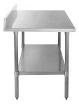 Kratos Stainless Steel Kitchen Prep Table 48"x24" with Backsplash and Undershelf, NSF Worktable for Restaurants - 18ga/430SS (28W-033)