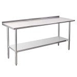 Profeeshaw Stainless Steel Prep Table NSF Commercial Work Table with Backsplash and Undershelf for Kitchen Restaurant 24x72 Inch
