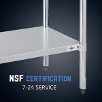 Profeeshaw Stainless Steel Prep Table NSF Commercial Work Table with Backsplash and Undershelf for Kitchen Restaurant 24x72 Inch