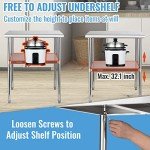 VEVOR Stainless Steel Prep Table, 30 x 30 x 36 Inch, 800lbs Load Capacity Heavy Duty Metal Worktable with Adjustable Undershelf & Feet, Commercial Workstation for Kitchen Garage Restaurant Backyard