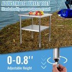 VEVOR Stainless Steel Prep Table, 30 x 30 x 36 Inch, 800lbs Load Capacity Heavy Duty Metal Worktable with Adjustable Undershelf & Feet, Commercial Workstation for Kitchen Garage Restaurant Backyard