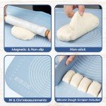 Parmedu Large Silicone Baking Mat: 26*18in Pastry Mat Non-stick Thick Dough Kneading Mat with Pastry Scraper & Storage Belt & Anti-spill Edge, Heatresistant Magnetic Countertop Mat Silicone Bread Mat