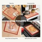 Extra Thick Silicone Pastry Mat Large for NonStick Baking Mat with Measurement，For Kneading mat,Fondant/Counter Pad, Dough Rolling Mat, Silicon Cookie Sheet, Pie Crust Bake Mat (16×24, Red)