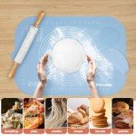 Parmedu Large Silicone Baking Mat: 26*18in Pastry Mat Non-stick Thick Dough Kneading Mat with Pastry Scraper & Storage Belt & Anti-spill Edge, Heatresistant Magnetic Countertop Mat Silicone Bread Mat