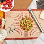 Extra Thick Silicone Pastry Mat Large for NonStick Baking Mat with Measurement，For Kneading mat,Fondant/Counter Pad, Dough Rolling Mat, Silicon Cookie Sheet, Pie Crust Bake Mat (16×24, Red)