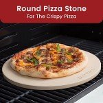 K ROCKSHEAT Pizza Stone Round 16 Inch for Grill and Oven, Large Cordierite Baking Stone for Bread, Safe Circular Cooking Stone for Grill 16", Easy to Clean