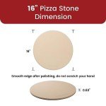 K ROCKSHEAT Pizza Stone Round 16 Inch for Grill and Oven, Large Cordierite Baking Stone for Bread, Safe Circular Cooking Stone for Grill 16", Easy to Clean