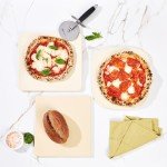 ROCKSHEAT Pizza Stone, Rectangular 12" x 11" x 0.47" Pizza Stones for Oven Grill BBQ, Heavy Duty Cordierite Baking Stone for Pizza & Bread & Cookies, Innovative Unique 2 Handles Cooking Stone