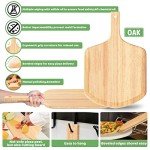 5 PCS Large Pizza Stone Set,Heavy Duty 16" Pizza Stone for Oven and Grill with Handle Rack,Pizza Peel(OAK), Pizza Cutter Rocker & Cooking Paper,Large Baking Stone for Pizza, Bread