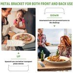 5 PCS Large Pizza Stone Set,Heavy Duty 16" Pizza Stone for Oven and Grill with Handle Rack,Pizza Peel(OAK), Pizza Cutter Rocker & Cooking Paper,Large Baking Stone for Pizza, Bread