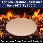 12" Pizza Stone for Oven & Grill with Handles - Natural Cordierite Baking Stone Set with SS Rack & Plastic Scraper (1500 °F Resistant, Round, Small)