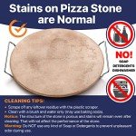 12" Pizza Stone for Oven & Grill with Handles - Natural Cordierite Baking Stone Set with SS Rack & Plastic Scraper (1500 °F Resistant, Round, Small)