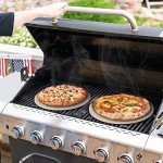 12" Pizza Stone for Oven & Grill with Handles - Natural Cordierite Baking Stone Set with SS Rack & Plastic Scraper (1500 °F Resistant, Round, Small)