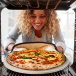 12" Pizza Stone for Oven & Grill with Handles - Natural Cordierite Baking Stone Set with SS Rack & Plastic Scraper (1500 °F Resistant, Round, Small)