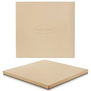 Unicook Pizza Stone for Oven and Grill, 12 inch Square Bread Baking Stone, Heavy Duty Ceramic Pizza Pan, Thermal Shock Resistant Baking Stone for BBQ and Grill, Making Pizza, Bread, Cookie and More