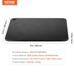 VEVOR Pizza Steel, 16" x 14.5" x 1/4" Pizza Steel Plate for Oven, Pre-Seasoned Carbon Steel Pizza Baking Stone with 20X Higher Conductivity, Heavy Duty Pizza Pan for Outdoor Grill, Indoor Oven