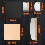 Hisencn Pizza Steel for Oven and Grill, 16 x16 inch Square Ceramic Pizza Steel 1/4" Thick, With Pizza Cutter Rocker, Measuring Scale Scraper, Plastic Cutter & 20 Cooking Papers