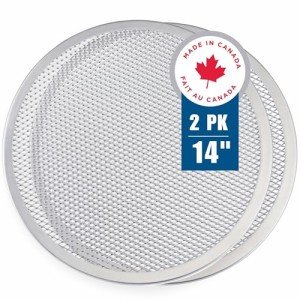 Norjac Pizza Screen, 14 Inch, 2 Pack, Seamless Rim, Restaurant-Grade, 100% Aluminum Pizza Pan, Baking Pan, Oven-Safe, Rust-Free.