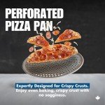 Norjac Restaurant-Grade| Non-Stick 12-Inch Perforated Aluminum Pizza Pan, 1 Pack | Heavy-Duty Rust-Proof Oven Tray