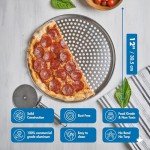 Norjac Restaurant-Grade| Non-Stick 12-Inch Perforated Aluminum Pizza Pan, 1 Pack | Heavy-Duty Rust-Proof Oven Tray