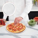 Boocalny 3 Pack Pizza Screen, 12 Inch Pizza Baking Screen, Aluminum Alloy Restaurant Grade Baking Screen for Oven, Round Pizza Crisper Tray, Pizza Mesh Baking Tray for Home Kitchen, BBQ, Seamless