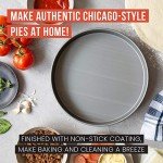 Chef Pomodoro Chicago Deep Dish Pizza Pan 12 Inch, Hard Anodized Aluminum Pizza Pan for Oven, Pre-Seasoned Bakeware Kitchenware, Non-Stick Round Pizza Pans (12-Inch)