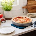 Chef Pomodoro Chicago Deep Dish Pizza Pan 12 Inch, Hard Anodized Aluminum Pizza Pan for Oven, Pre-Seasoned Bakeware Kitchenware, Non-Stick Round Pizza Pans (12-Inch)