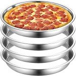 Elsjoy 4 Pack 13 Inch Stainless Steel Pizza Pan, Deep Round Baking Pan Large Pizza Baking Tray, Heavy-Duty Pizza Dish Non-Stick Baking Sheet for Oven, Dishwasher Safe