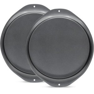 RavisingRidge Pizza Pan - 14 Inch Nonstick Pizza Pan for Oven with Widen Handles for Cooking, Baking, and Grilling - Durable, Even Heating, Long-Lasting Kitchen Cookware (2, Black)