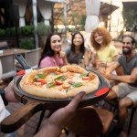 ZOEHROWS Pizza Pan for Oven (2 Pack) Round Pizza Pan with Holes - Non-Stick Carbon Steel Pizza Tray with Silicone Handles - for Cooking, Baking, and Grilling - Dishwasher Safe