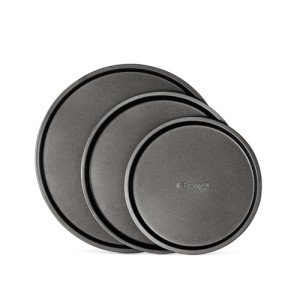 BAKKENMASTER Bakken Swiss Pizza Tray Set 3-Piece – Gray Coating, Non-Stick, Round Steel Pizza Pans - Dishwasher Safe, Premium Bakeware for Home Cooking