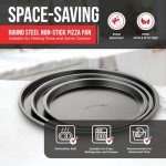 BAKKENMASTER Bakken Swiss Pizza Tray Set 3-Piece – Gray Coating, Non-Stick, Round Steel Pizza Pans - Dishwasher Safe, Premium Bakeware for Home Cooking