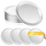 Bokon 12 Pcs Pizza Pan Bulk Restaurant Aluminum Pizza Pan with Wide Rim Silver Round Pizza Pie Cake Plate Anti Rust Pizza Tray for Oven Baking Home Kitchen Easy to Clean (12 Inch)